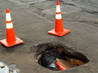 pothole on road