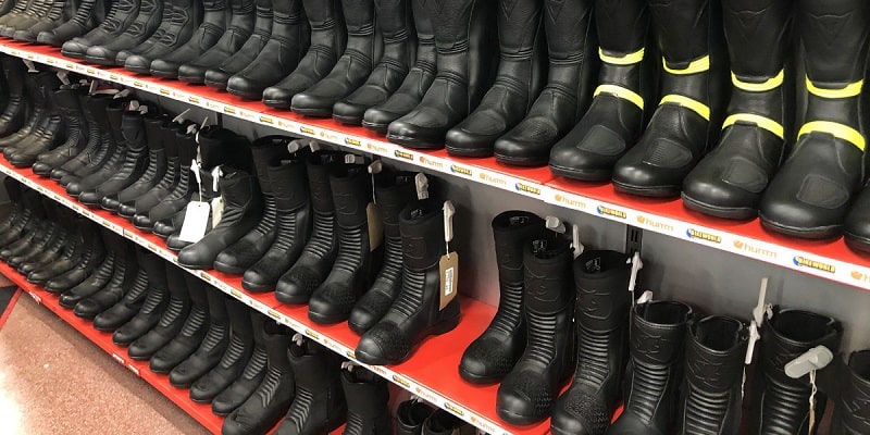 motorcycle boots on shelf