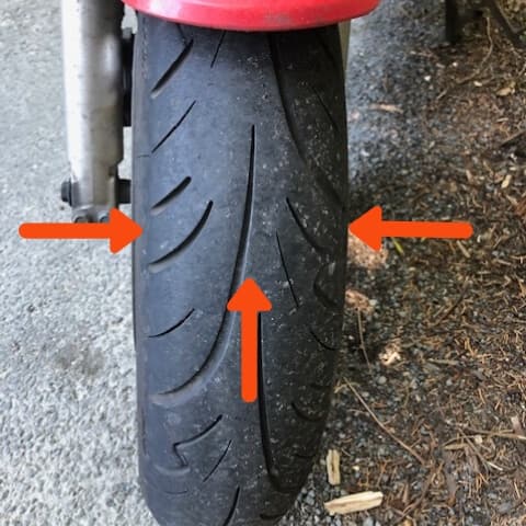 Where to check motorcycle tyre tread depth