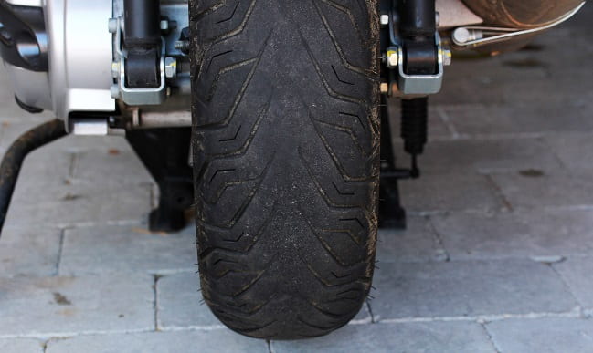 worn motorcycle tyre