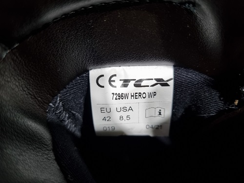 CE rating tag on boots