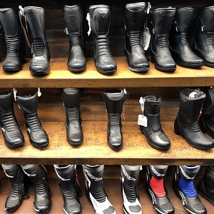 motorcycle boots on shelf